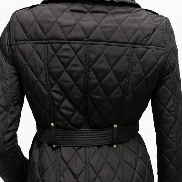 MICHAEL Michael Kors Black Quilted Belted Jacket | Gold Hardware | Size S (NWOT) - Picture 11 of 12